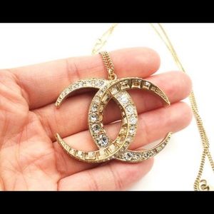 24" Dubai Half moon Chanel pendant Necklace